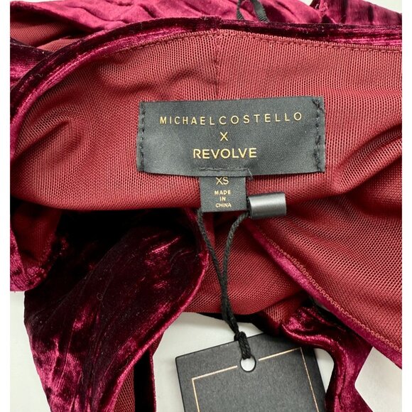 Michael Costello x REVOLVE Spencer Velvet Halter Top Red Burgundy NWT - Size XS - Picture 4 of 9